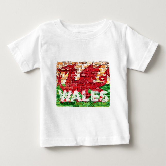 Wales Flag on Brick Baby T-Shirt (Front)