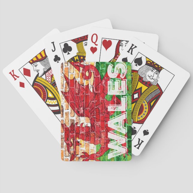 Wales Flag on Brick Poker Cards (Back)