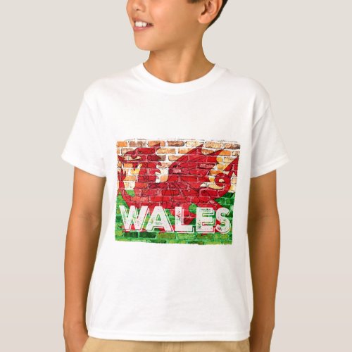 Wales Flag on Brick T_Shirt