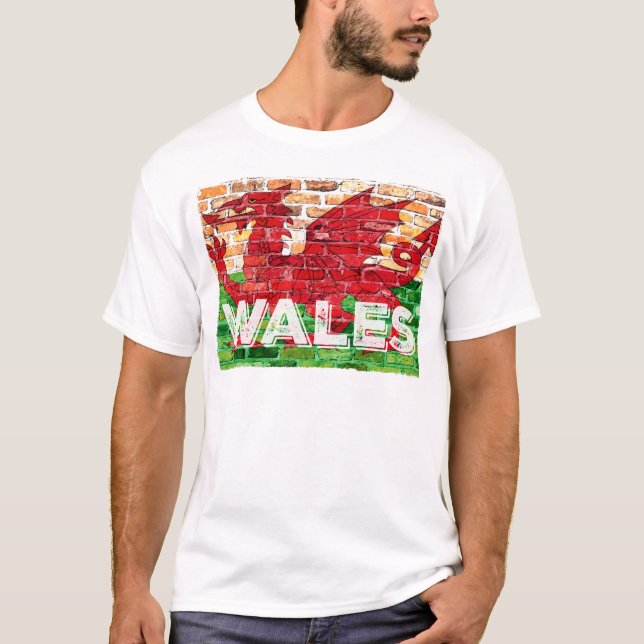 Wales Flag on Brick T-Shirt (Front)