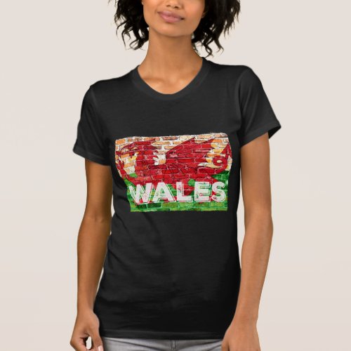 Wales Flag on Brick T_Shirt