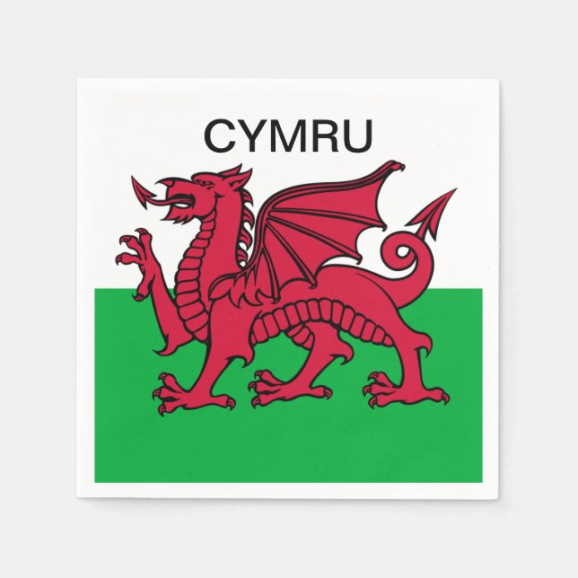Wales Flag Red dragon Cymru Welsh Party Napkins (Front)