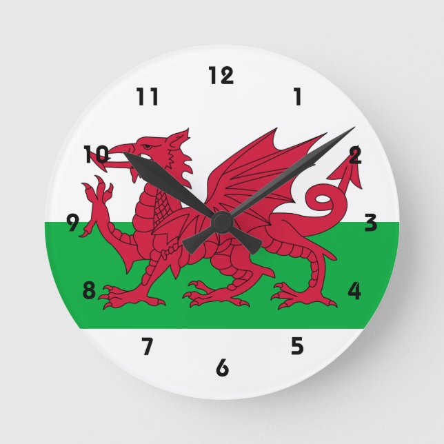 wales flag round clock (Front)