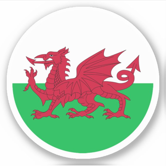 Wales Flag Round Sticker (Front)