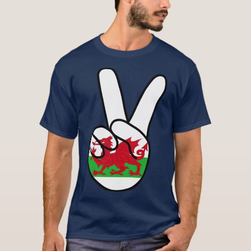 Wales Flag V Sign T_Shirt