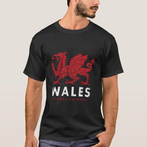 Wales Flag Welsh Dragon Baner Cymru Am Byth Welsh T_Shirt