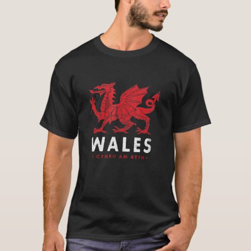 Wales Flag Welsh Dragon Baner Cymru Am Byth Welshm T_Shirt