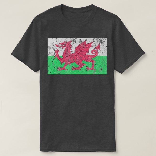 Wales Flag Welsh Dragon Baner Cymru Y Ddraig Goch  T-Shirt (Design Front)