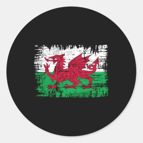 Wales Flag Welsh Dragon Baner Y Ddraig Goch Cardif Classic Round Sticker