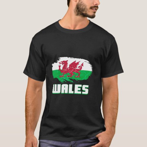 Wales Flag Welsh Dragon Baner Y Ddraig Goch Cardif T_Shirt
