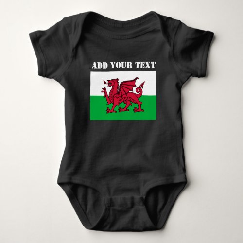 Wales Flag Welsh Dragon Cardiff Patriotic  Baby Bodysuit