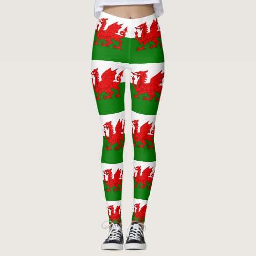  Wales flag Welsh red dragon Leggings