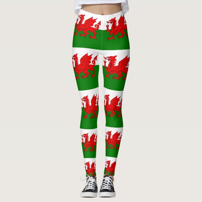  Wales flag Welsh red dragon Leggings (Front)