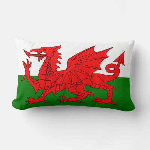  Wales flag Welsh red dragon Lumbar Pillow