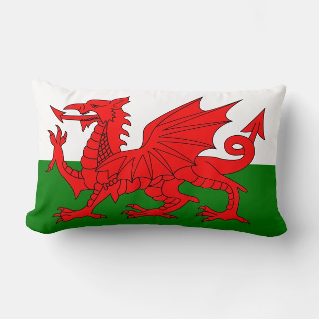  Wales flag Welsh red dragon Lumbar Pillow (Front)