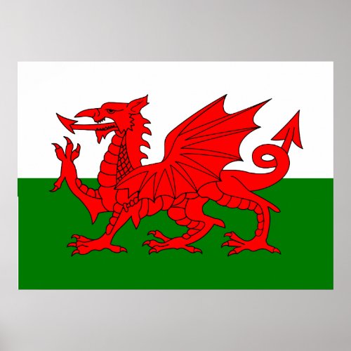  Wales flag Welsh red dragon Poster
