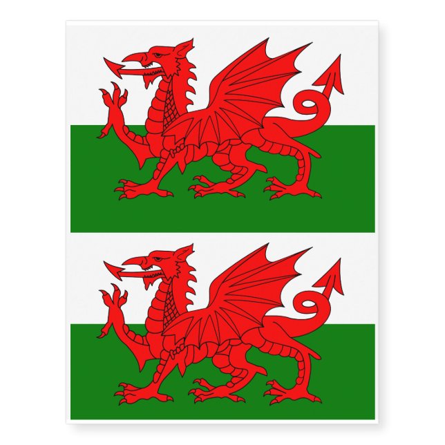  Wales flag Welsh red dragon Temporary Tattoos (Front)