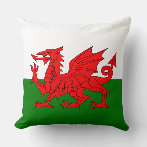  Wales flag Welsh red dragon Throw Pillow
