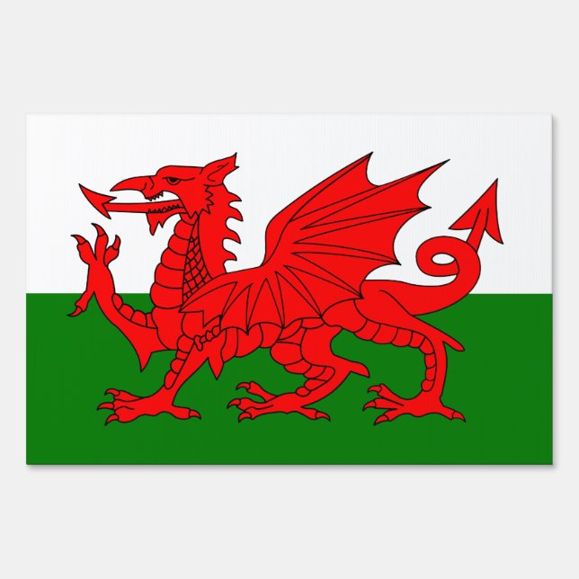  Wales flag Welsh red dragon Yard Sign (Front)