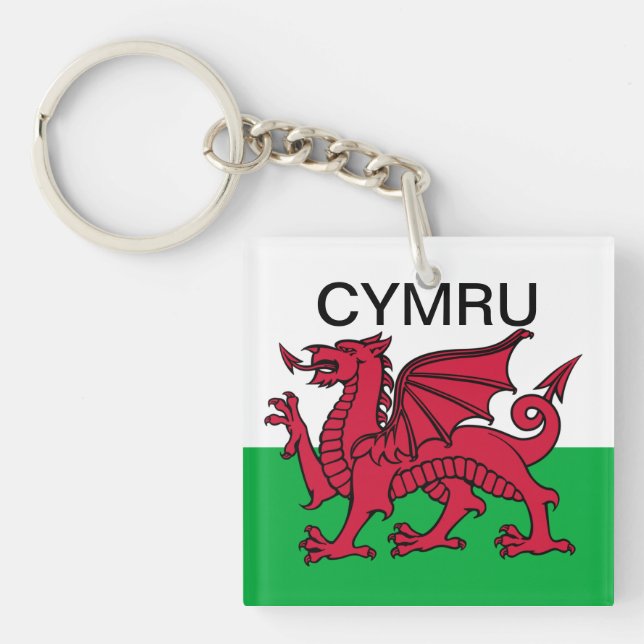 Wales Flag World Cup 2022 Red dragon Cymru Keychain (Front)