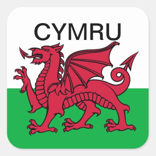 Wales Flag World Cup 2022 Red dragon Cymru Square Sticker