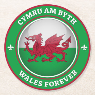 Wales Forever Round Paper Coaster
