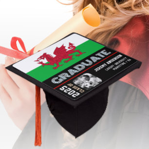 Wales Graduation Hat, Photo, Cymru, Welsh Flag Cap Topper