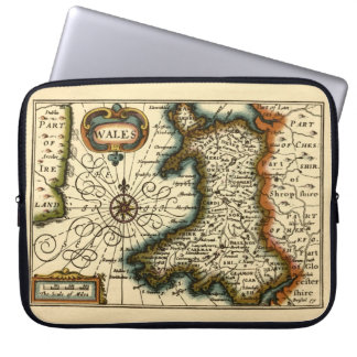 Wales - Historic Old Antiquarian British Atlas Map Laptop Sleeve