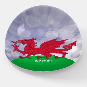 Wales Holiday, Dome, patriotic Welsh Dragon /Cymru Paperweight