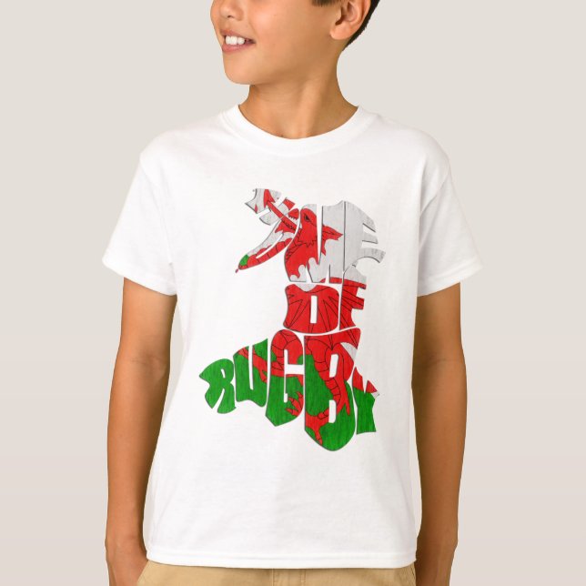 Wales Home of Rugby Map T-Shirt (Front)