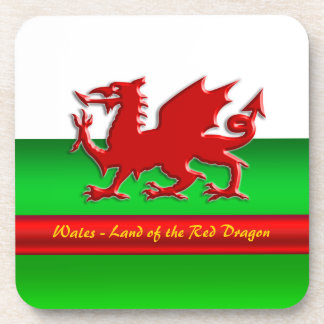 Wales - Home of the Red Dragon, metallic-effect Drink Coaster