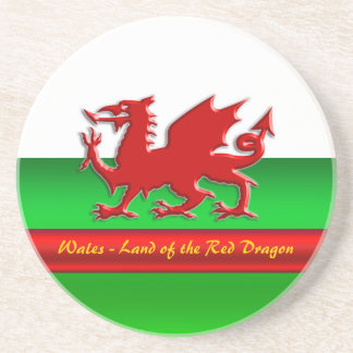 Wales - Home of the Red Dragon, metallic-effect Drink Coaster