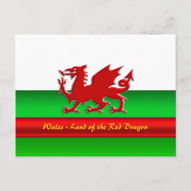 Wales - Home of the Red Dragon, metallic-effect Postcard (Front)