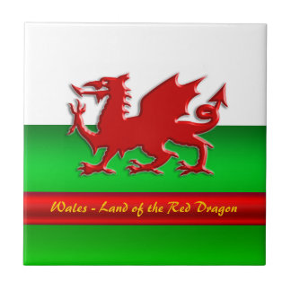 Wales - Home of the Red Dragon, metallic-effect Tile