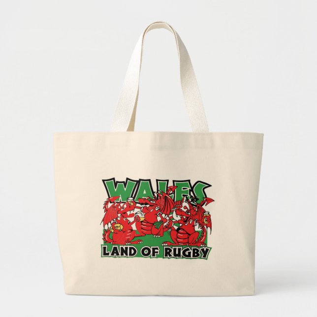 Wales Land of Rugby Large Tote Bag (Front)