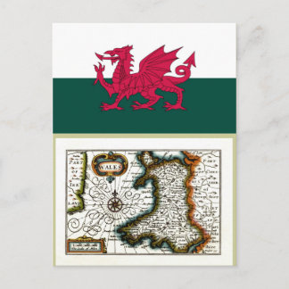 Wales Map and/or Flag Postcard