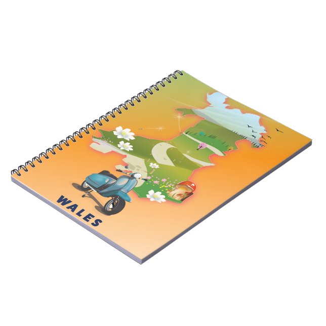 Wales map vintage travel poster notebook (Left Side)