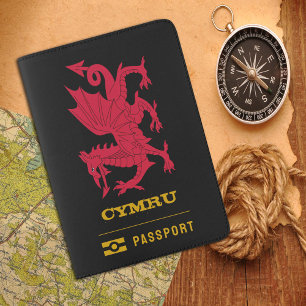 Wales Passport, Welsh coat of Arms, Cymru Dragon Passport Holder