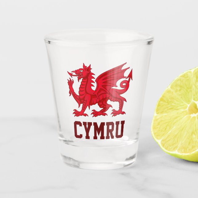 Wales Red Dragon (Y Ddraig Goch) Shot Glass (Front)