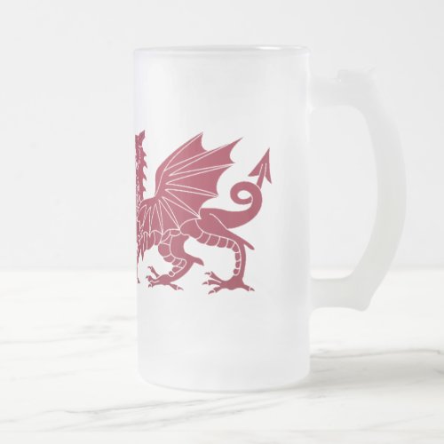 Wales Red Medieval Dragon Glass Beer Mug
