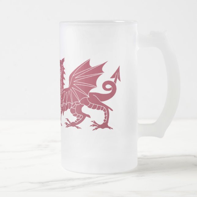 Wales Red Medieval Dragon Glass Beer Mug (Right)