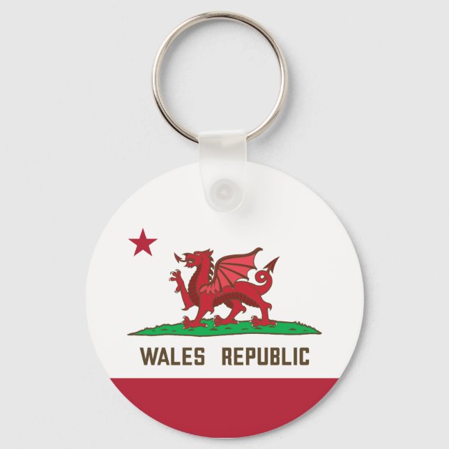 Wales Republic Dragon Flag Welsh Pride Keychain (Front)