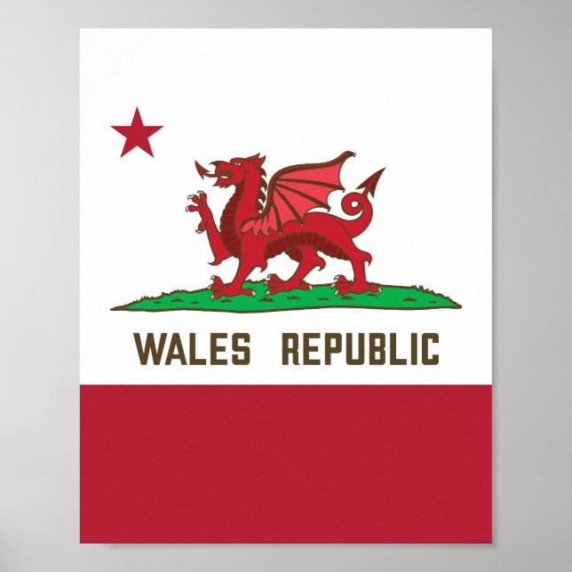 Wales Republic Dragon Flag Welsh Pride Poster (Front)