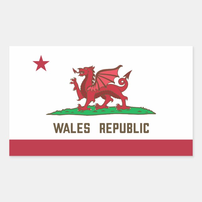 Wales Republic Dragon Flag Welsh Pride Rectangular Sticker (Front)