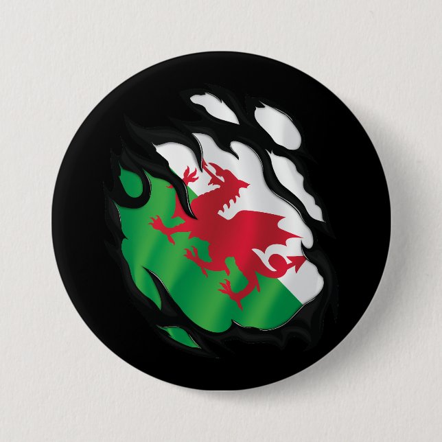 Wales Ripped Flag Button (Front)