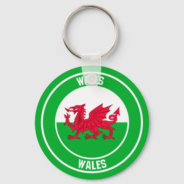 Wales Round Emblem Keychain (Front)