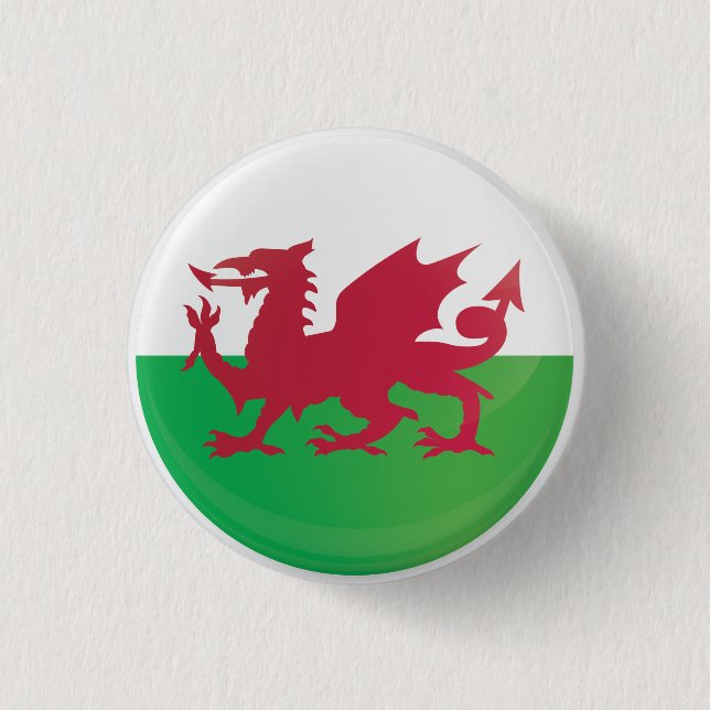 Wales Round Icon Flag Button (Front)