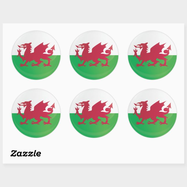 Wales Round Icon Flag Classic Round Sticker (Sheet)