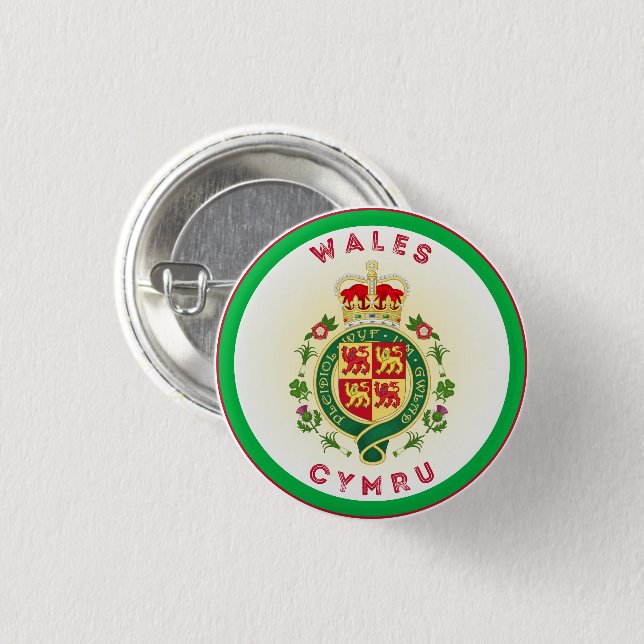 Wales Royal Badge Circle Shape  Button (Front & Back)