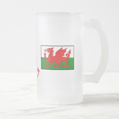 Wales Rugby Fan Baner Cymru Flag Map Frosted Glass Beer Mug